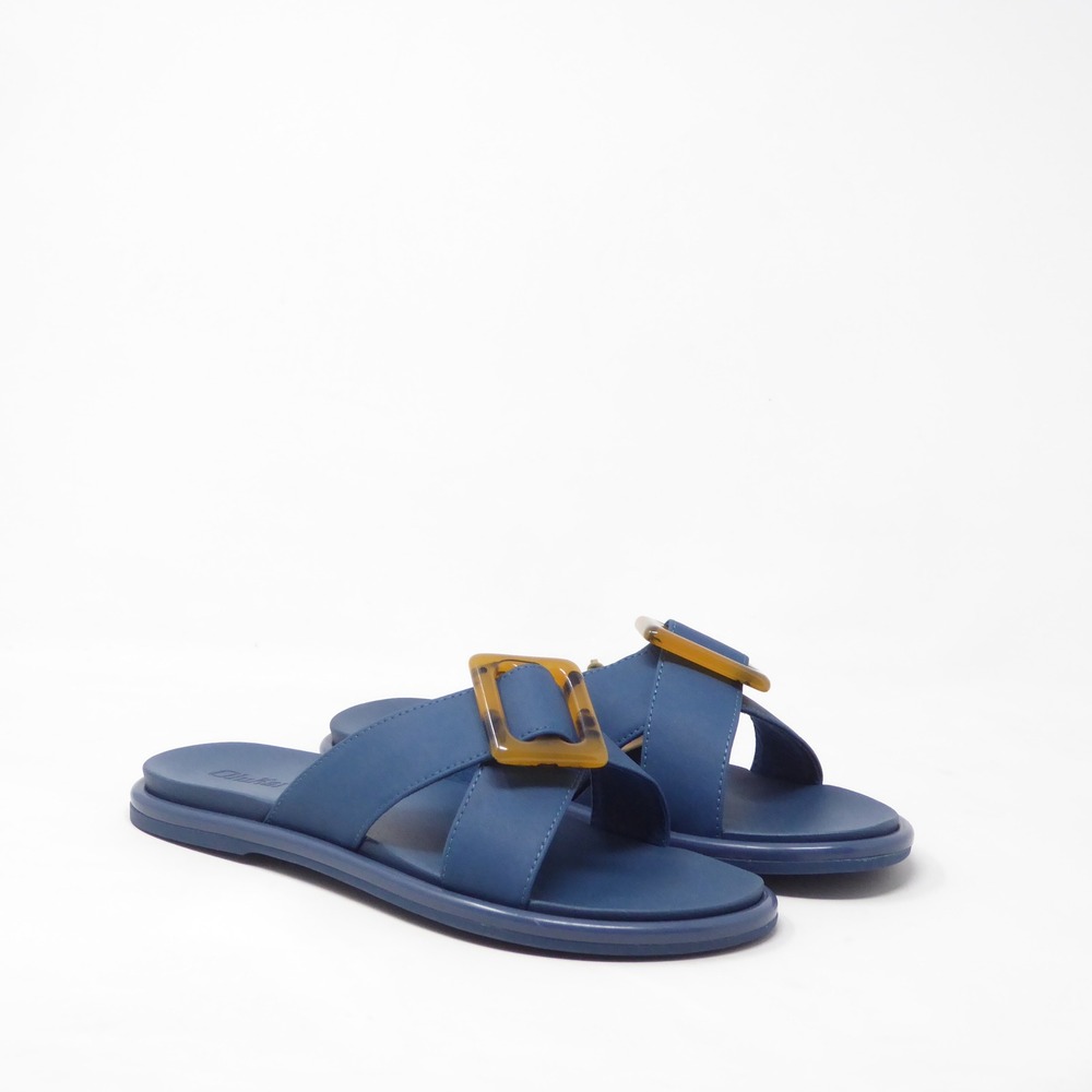 NEW OluKai Womens La'i Slide Sandals Lagoon Blue Tortoise Buckle Size 7